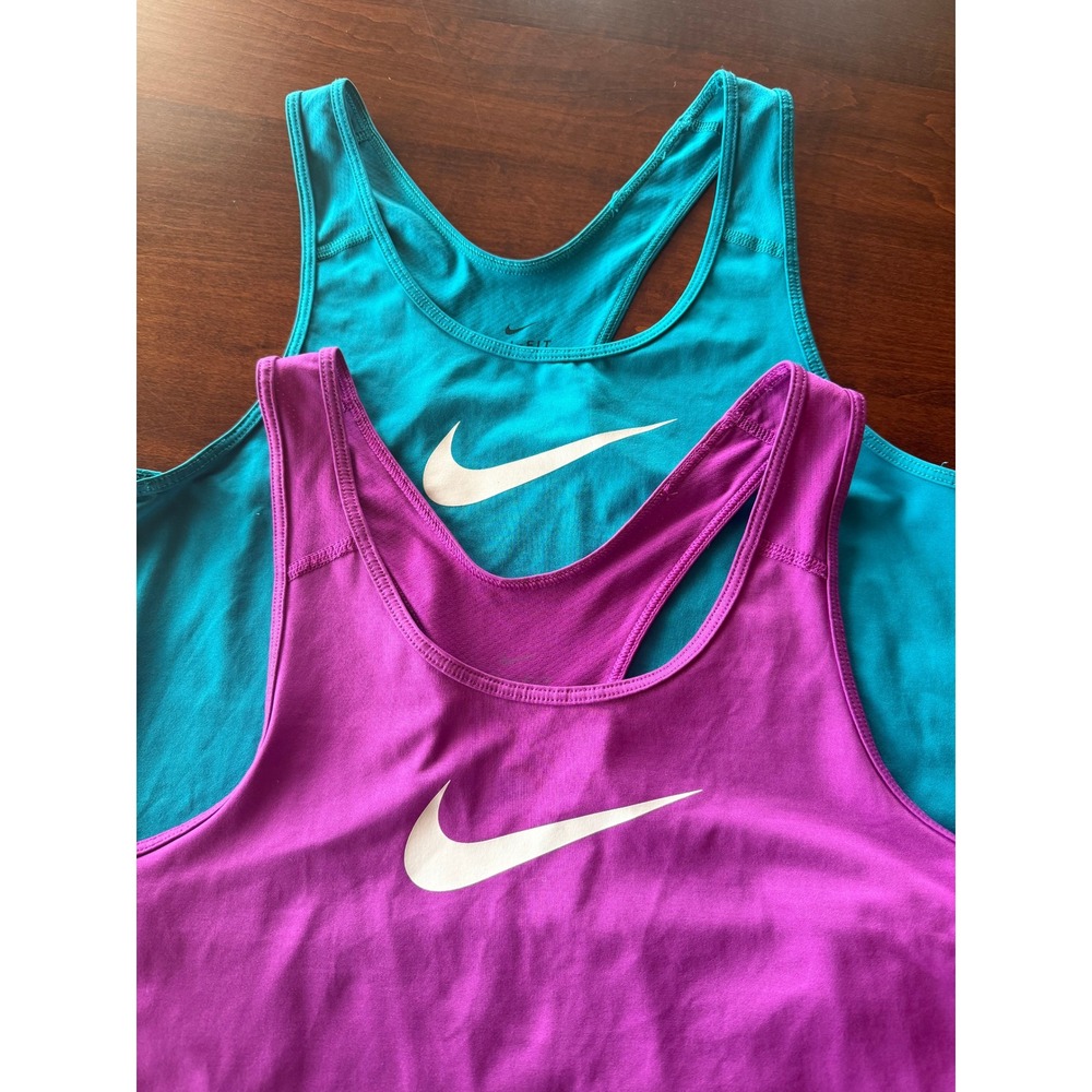 Nike Dri-FIT Racerback Tank Top Lot of 2 Teal Purple